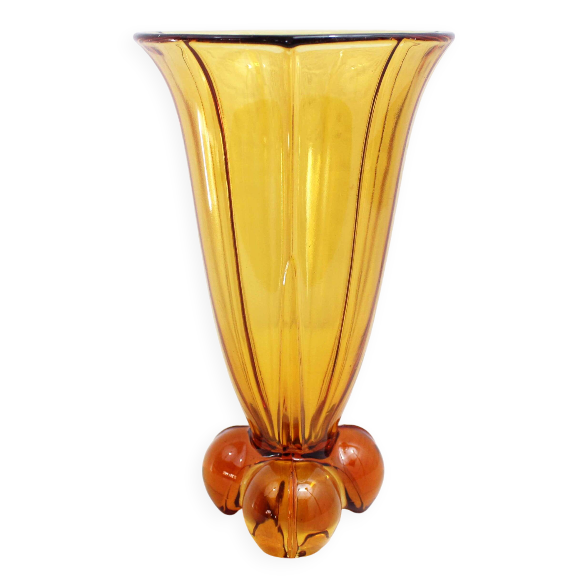 Art Deco Amber Glass Vase 1930