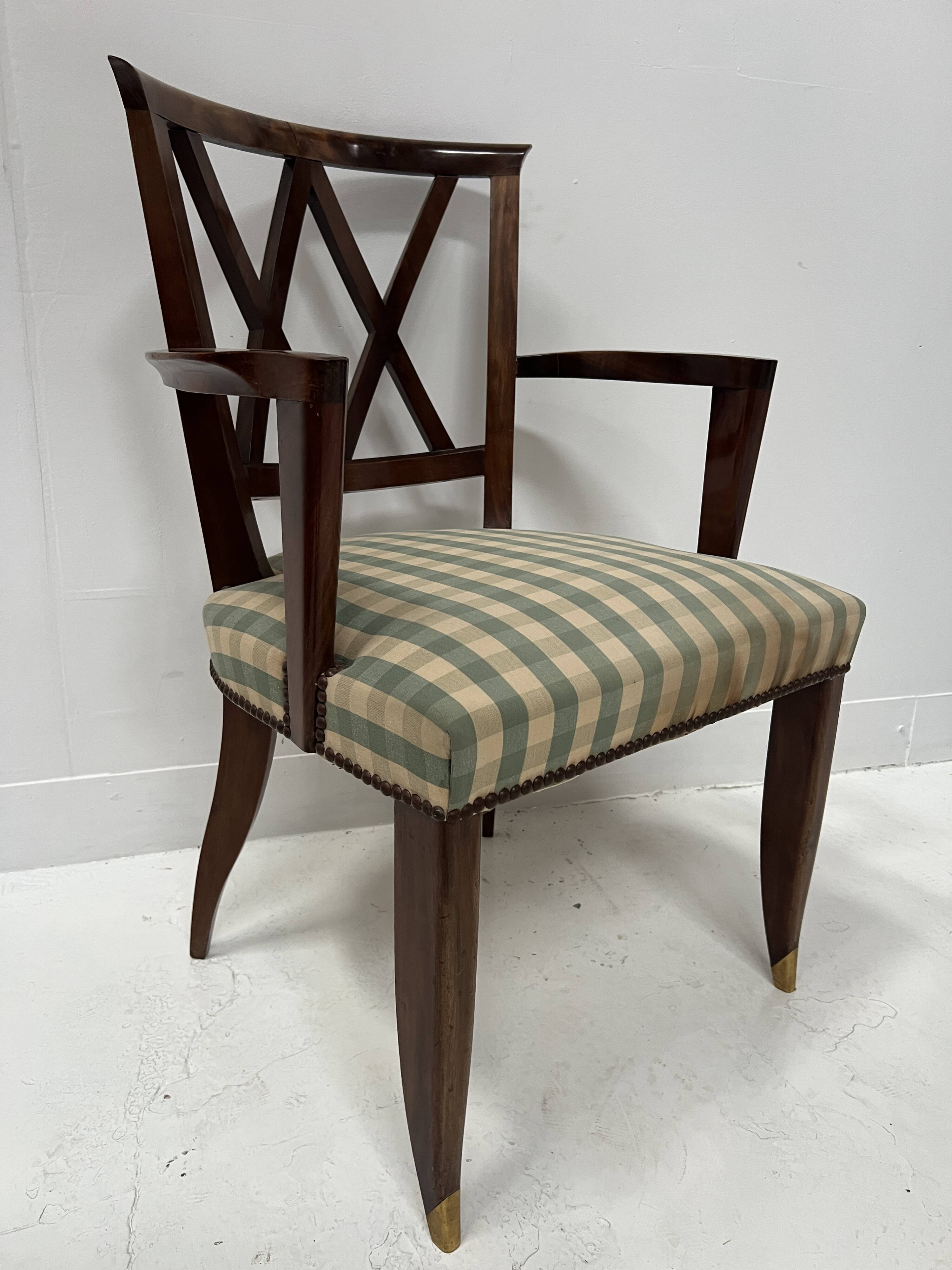 Art Deco office chair in solid mahogany, 20th century.