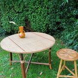 Table à manger bois et rotin
