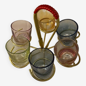 Set of 6 small multicolor alcohol glasses