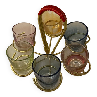 Set of 6 small multicolor alcohol glasses