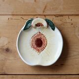 Small vintage barbotine bowl with peach-shaped pattern