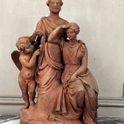 The sculpture, original terracotta signed and dedicated, Charles Van Oemberg.