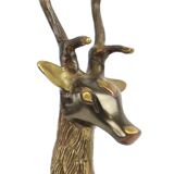 Deer sculpture copper reclining deer with antlers sarreid ltd 30cm