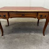 Louis XV Style Desk - Cherry Wood - Red Leather Top - with Extensions