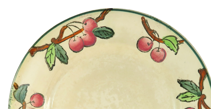 Rare plate decorated with cerises manufacture de Longwy