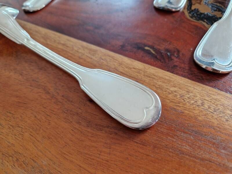 Christofle - Set of 6 table spoons model Chinon in silver-plated metal