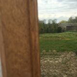 Bevelled mirror oak frame 55x35cm