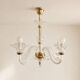Vintage chandelier in transparent glass and gilded brass, Murano style.