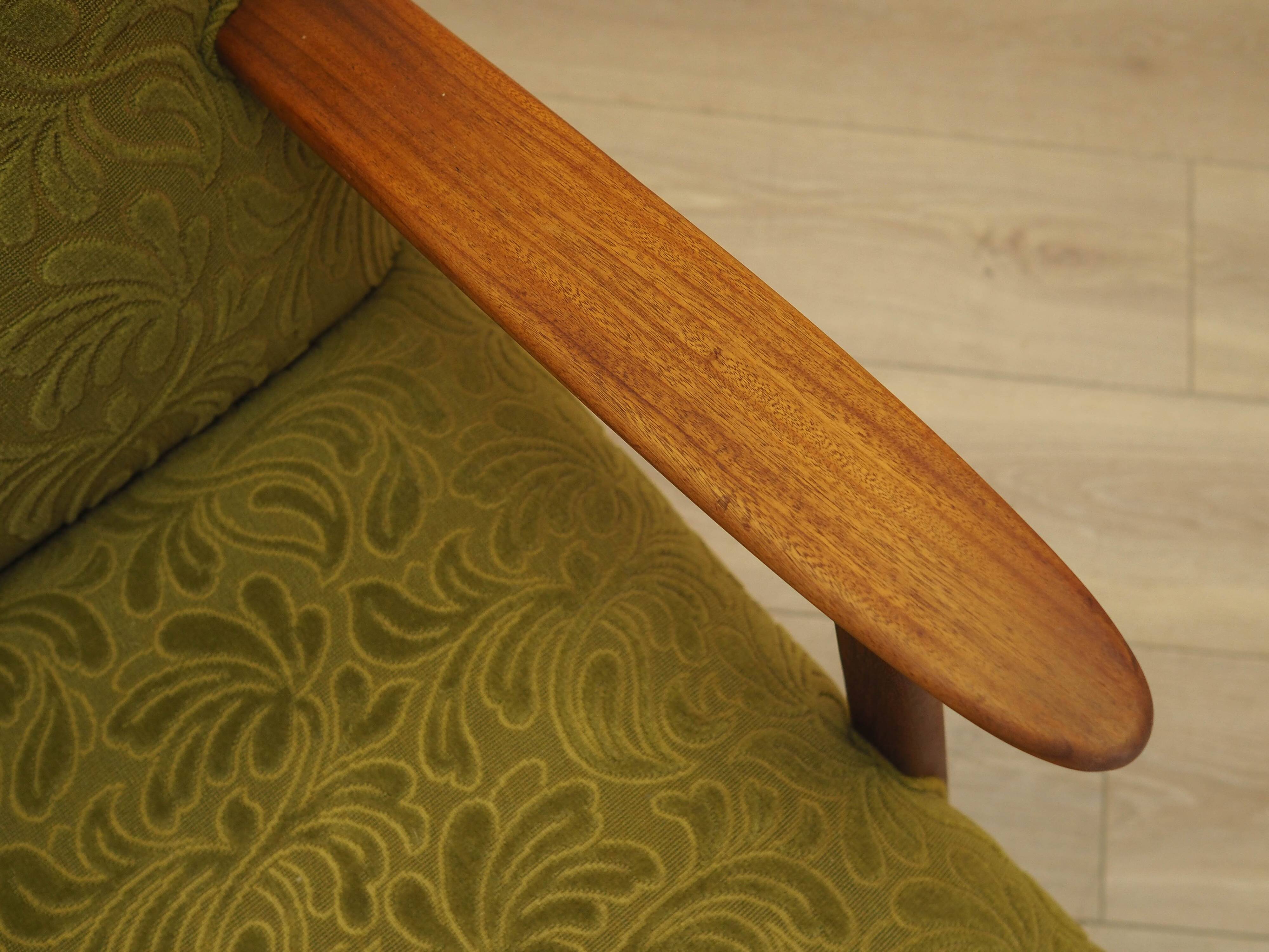 Green armchair, Danish design, 1960s, made in Denmark