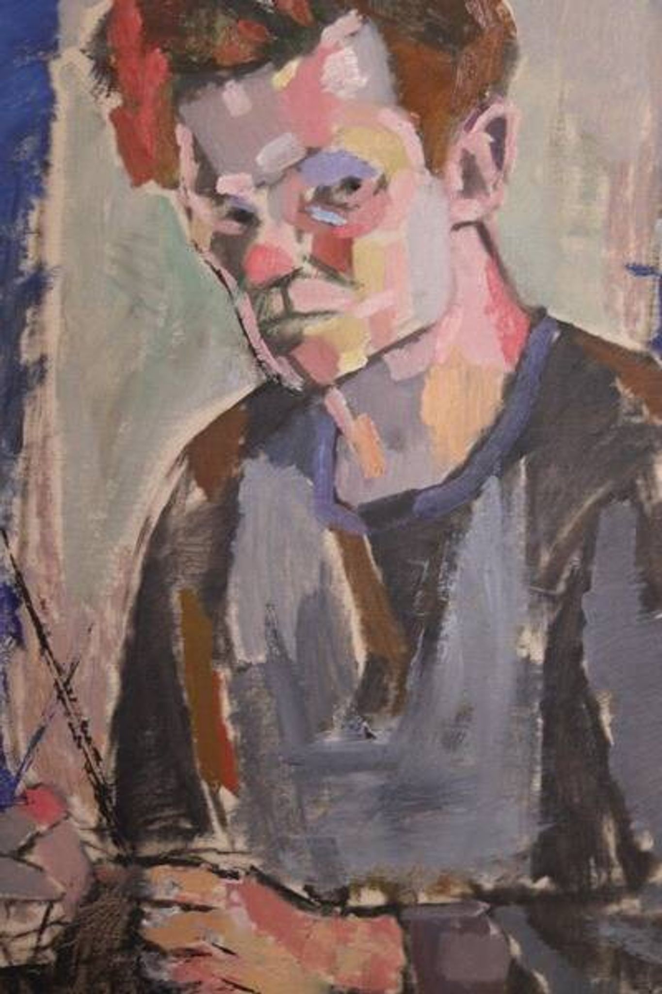 Original XL Swedish oil on canvas – portrait by Pär Thorell – dated 1955 – vintage & framed – 93 × 76 cm