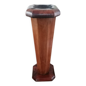 Art Deco floor ashtray in elm and rosewood.