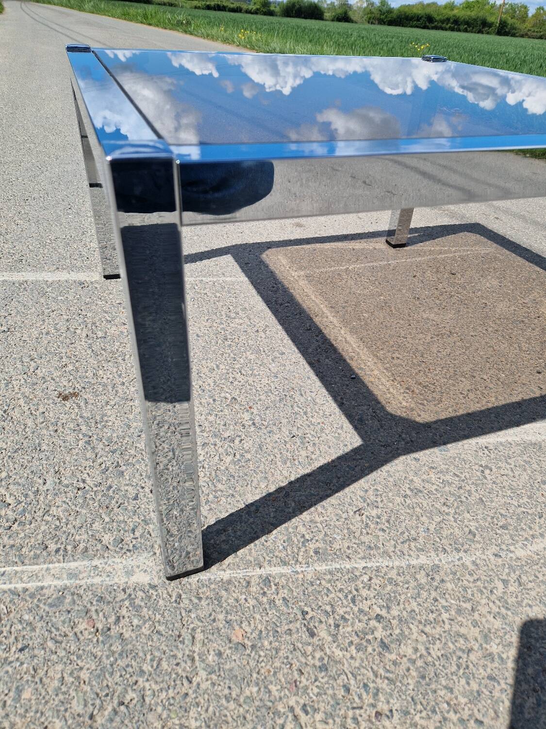 Chrome and smoked glass coffee table from the 70s.