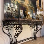 Console in wrought iron from the Napoleonic III period with a red Rance marble top.