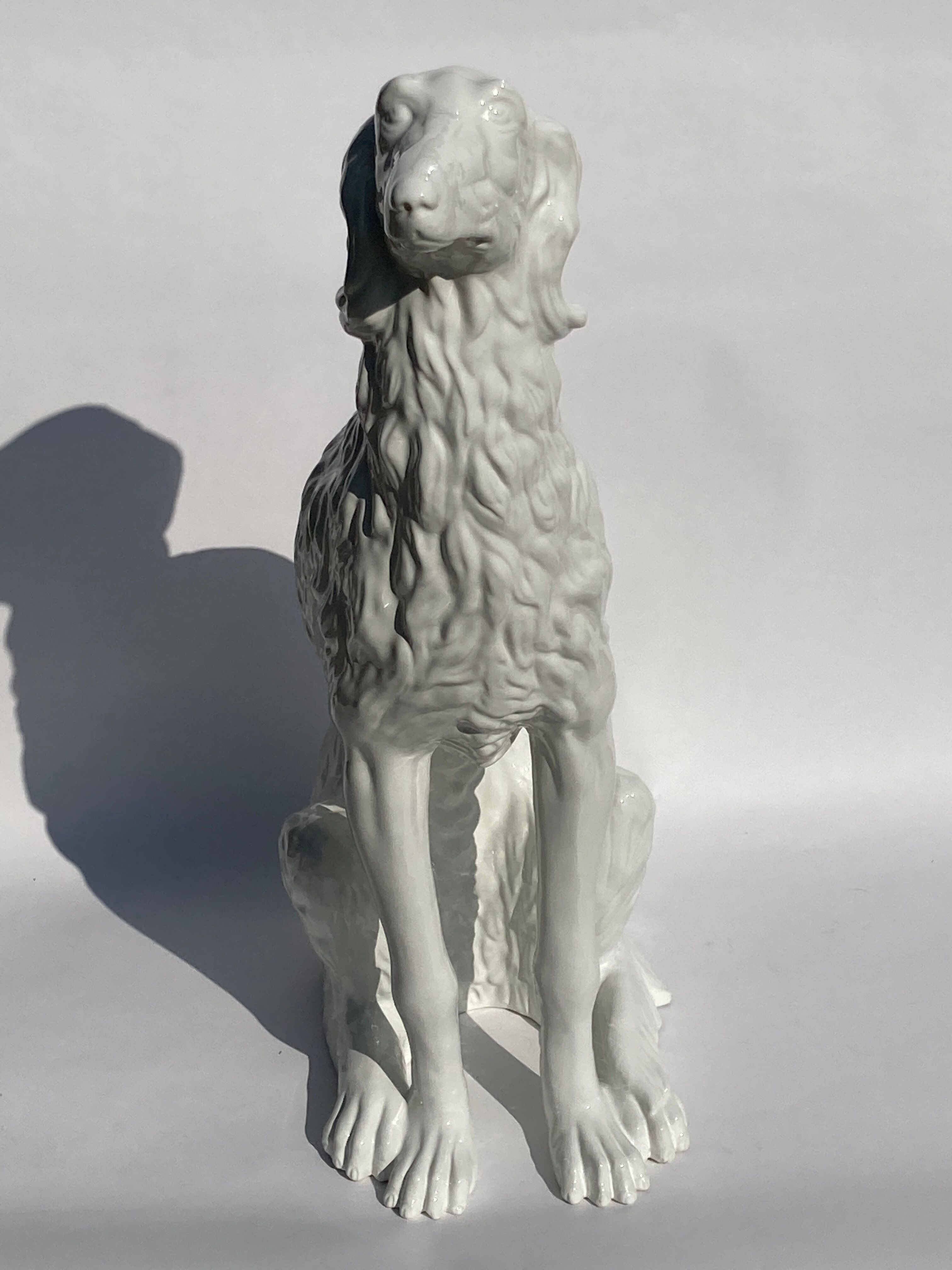 95 cm terracotta glazed Borzoi or Russian Afghan wolfhound, Austria 1960s.
