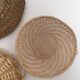 Wall composition of baskets and braided wicker trays