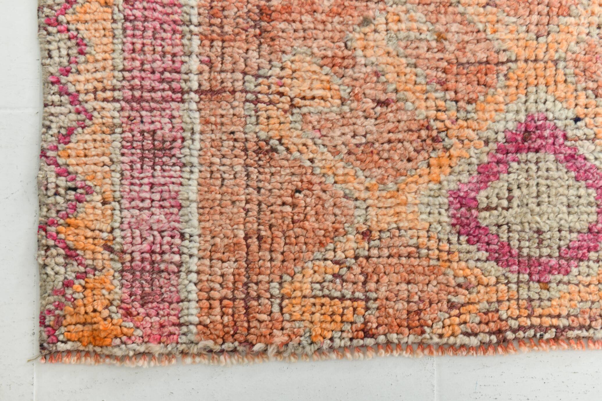 Pink & Orange Oriental Vintage Runner Rug, 101x301Cm