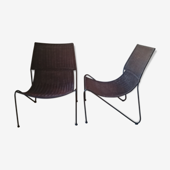 Fauteuils en rotin par Frederick Weinberg