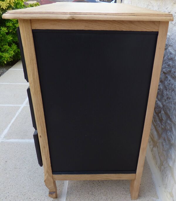 Commode de style en bois massif 3 tiroirs en bois naturel et noir avec tiro