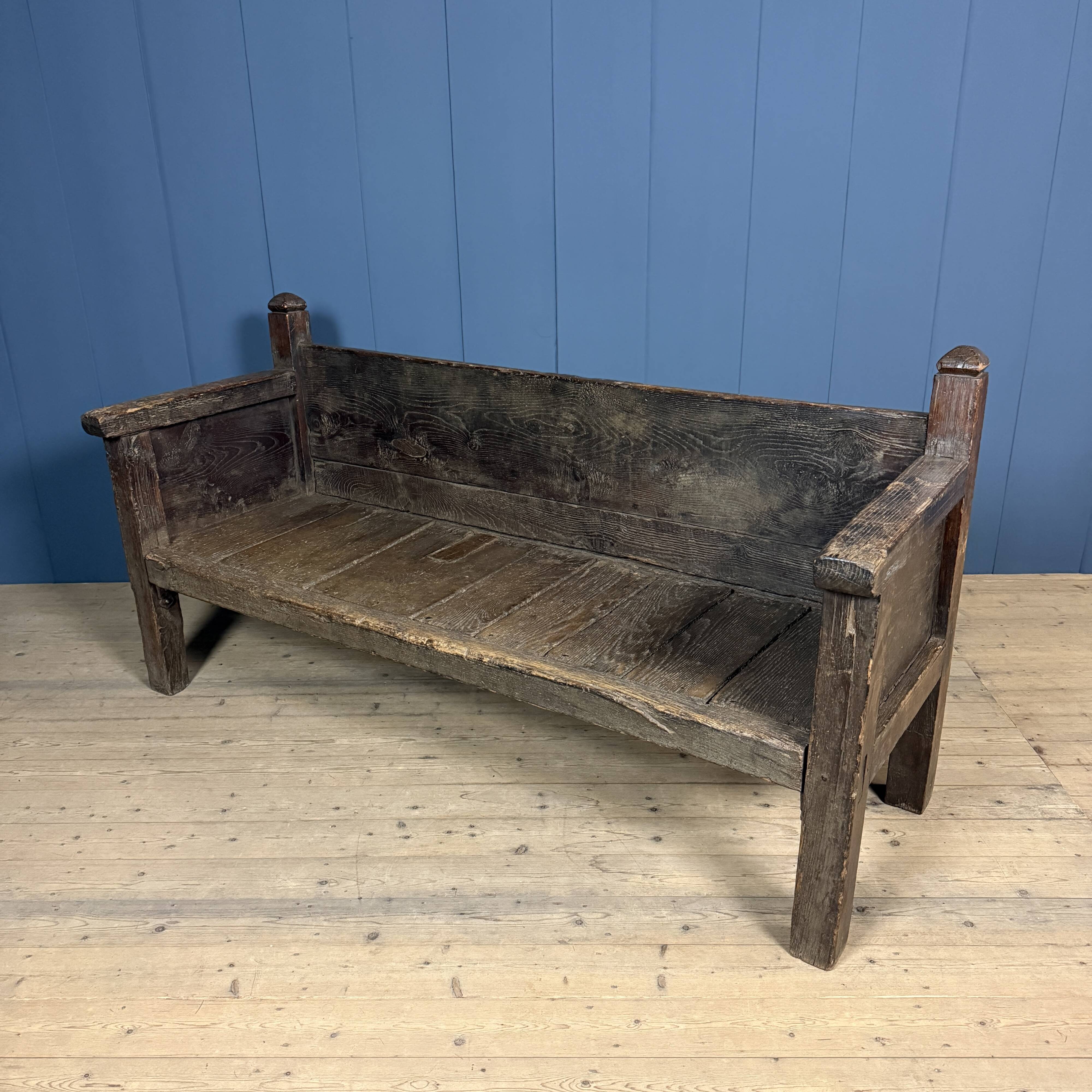 Antique Spanish chestnut wood bench from the 18th century