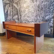 Mini enfilade teck et tissu, 2 tiroirs