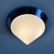 Vintage conical glass and chrome ceiling lamp, 1980s