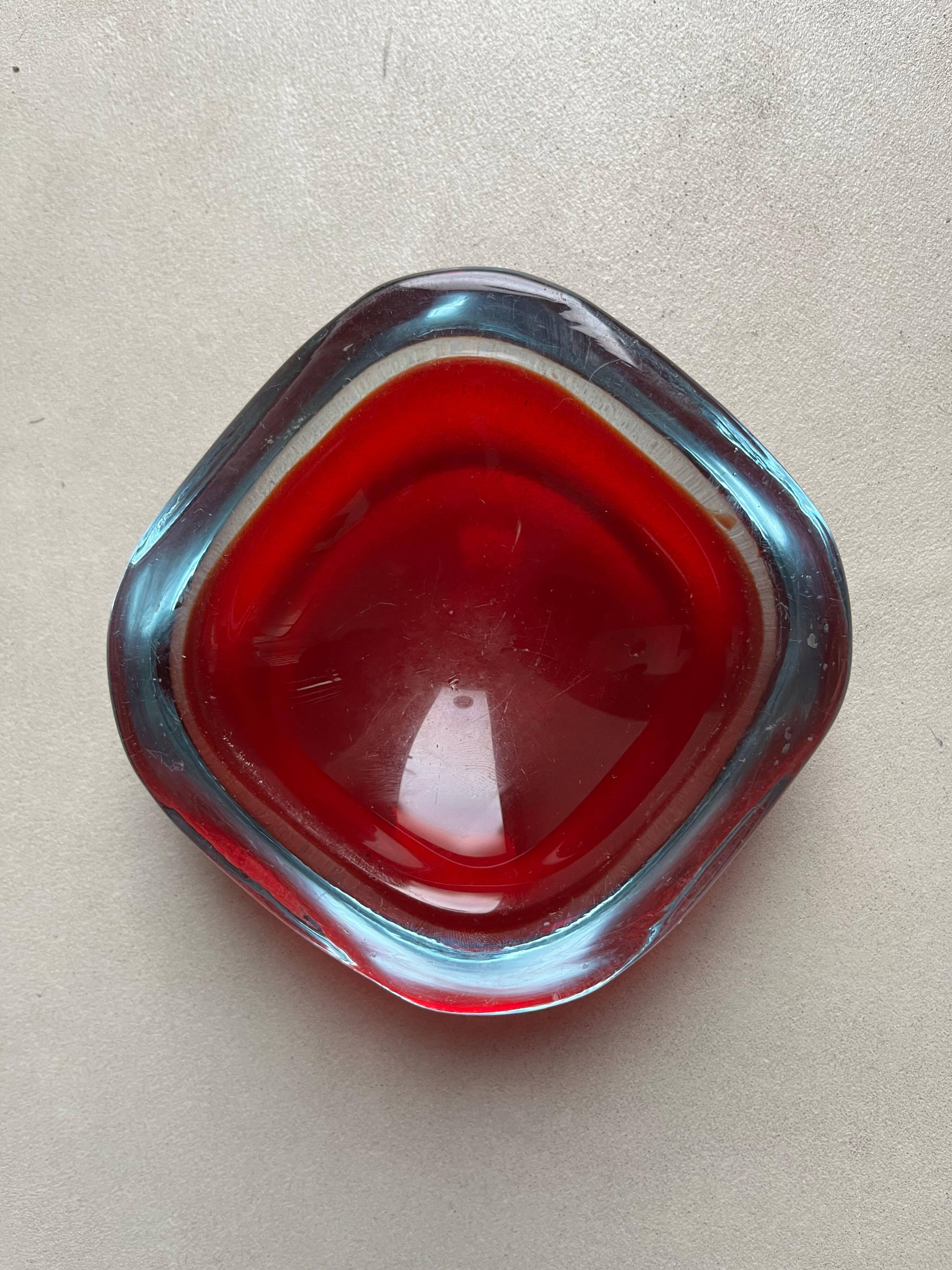 Vintage red Murano "Sommerso" Glass for Coffee table , Bookcase accent