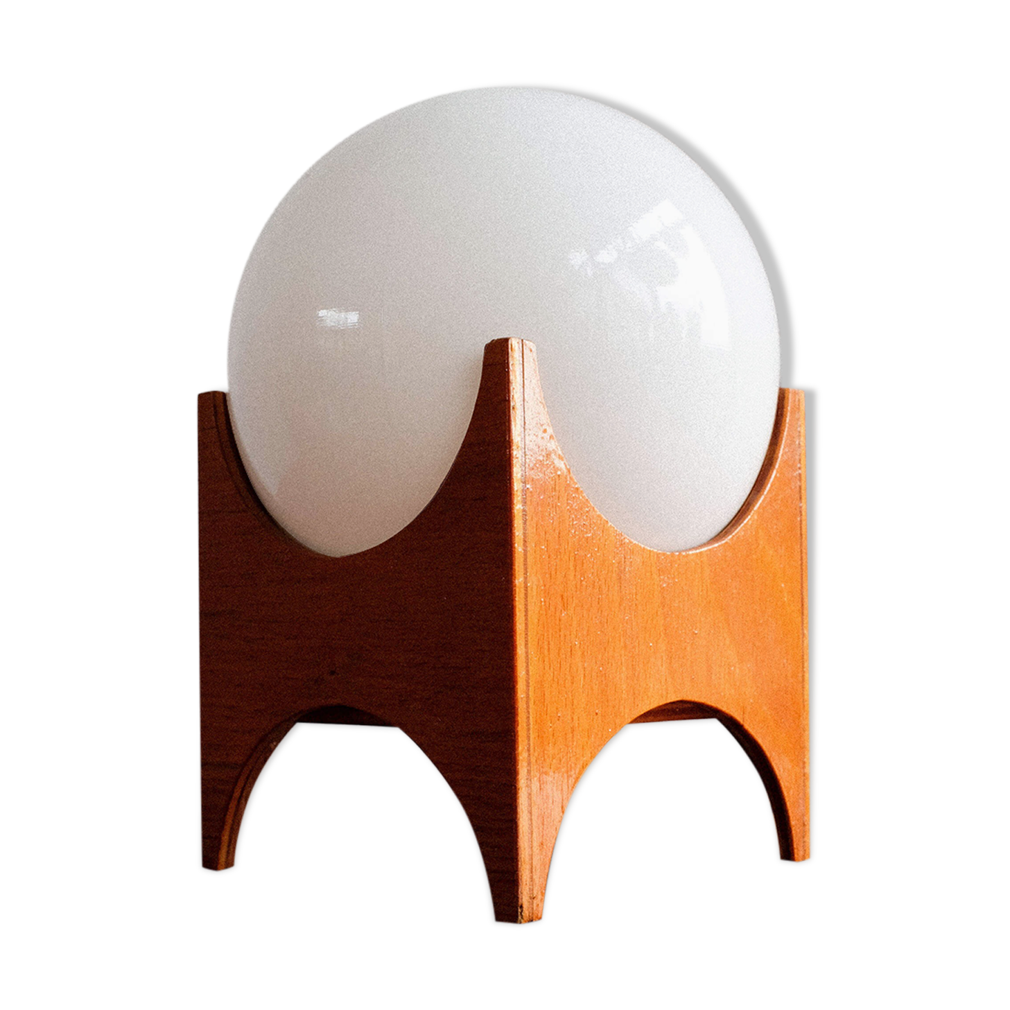 Glass & wood table lamp, Czechoslovakia, 1960s