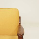 Vintage Scandinavian style yellow retro velvet armchair 1960s