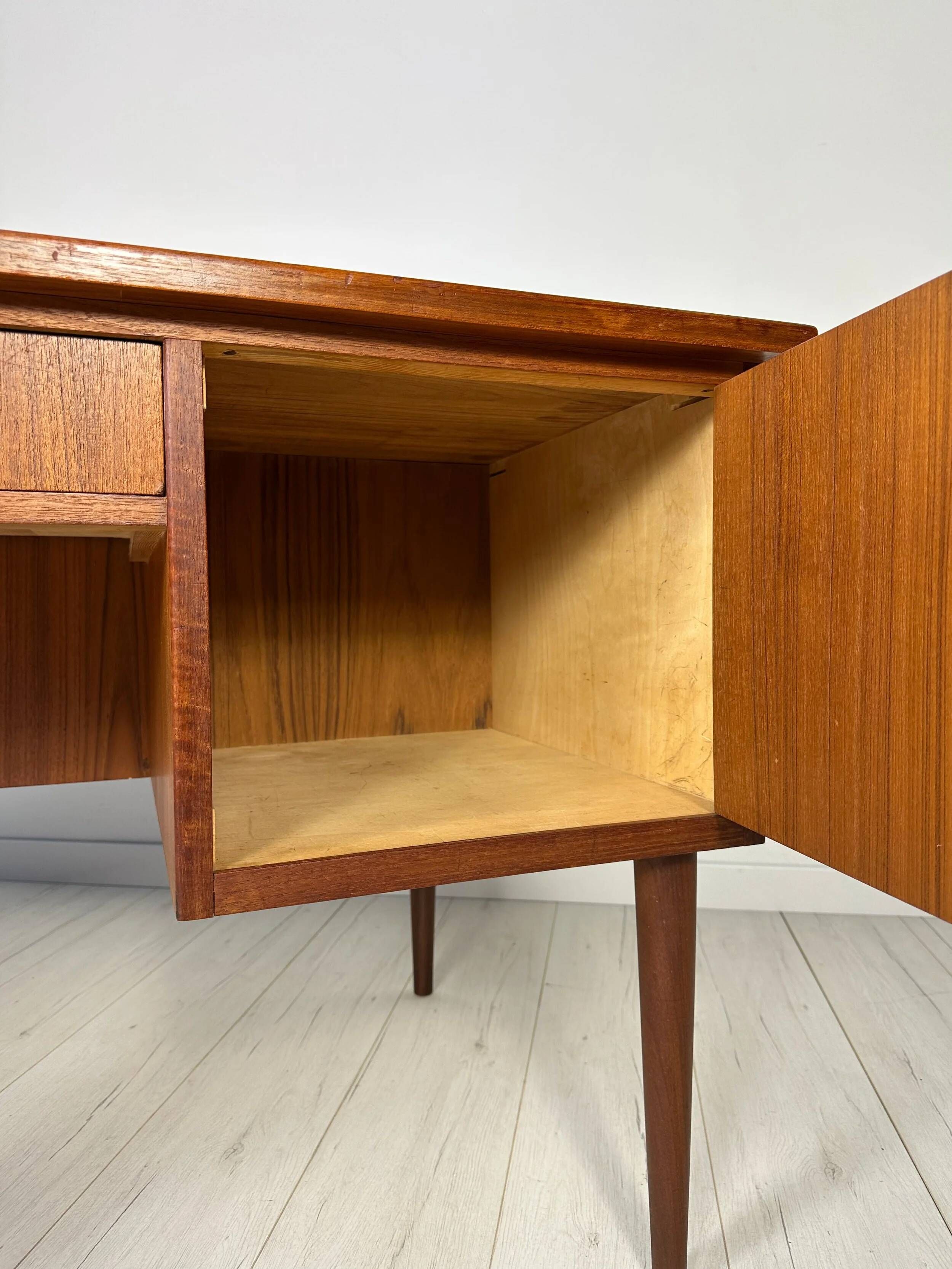 1960s Vintage Scandinavian Mid-Century Teak Writing Desk