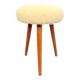 Vintage Swedish Three Legged Sheepskin Stool, 1970