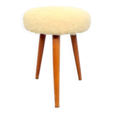 Vintage Swedish Three Legged Sheepskin Stool, 1970