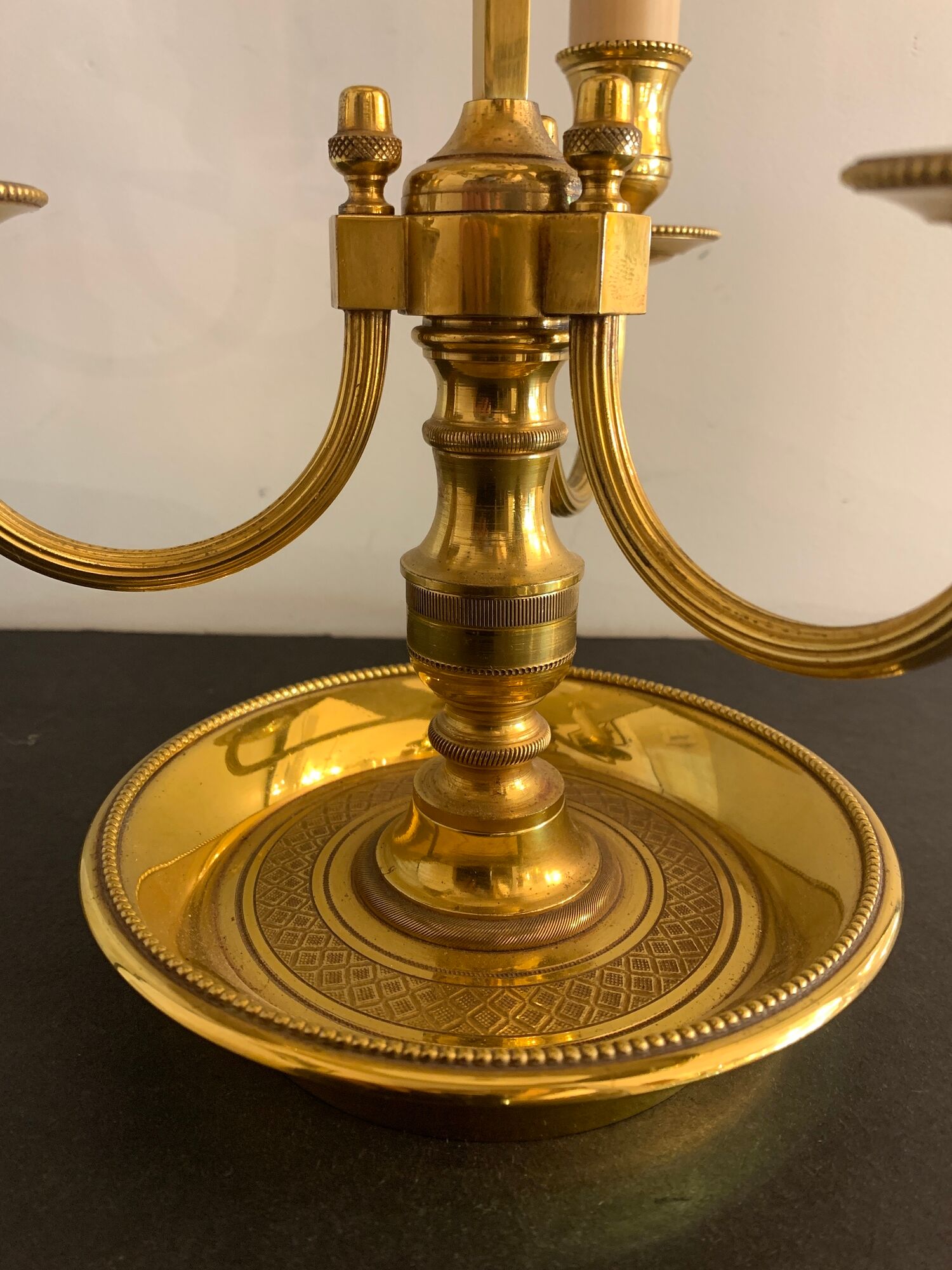 Hot water bottle lamp, 3 lights in bronze Lucien Gau, XXth