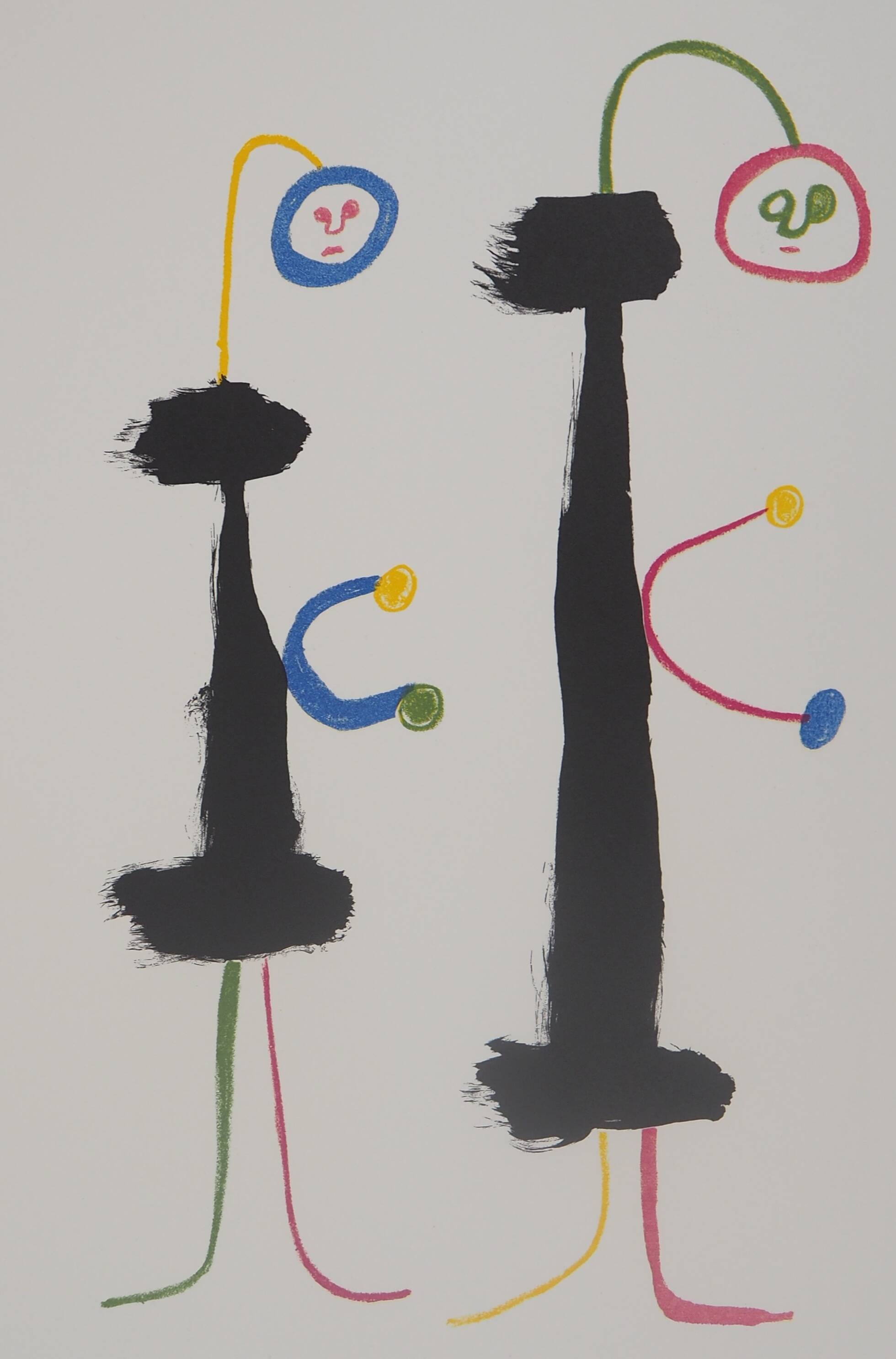 Joan MIRO: Surrealist loving couple, signed lithograph with certificate.
