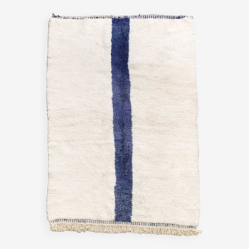 Berber carpet beni ouarain ecru blue line 243x160m