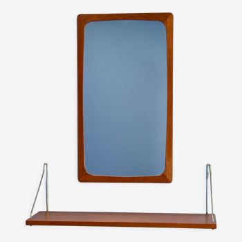 Danish mirror with shelf in teak, 1960s