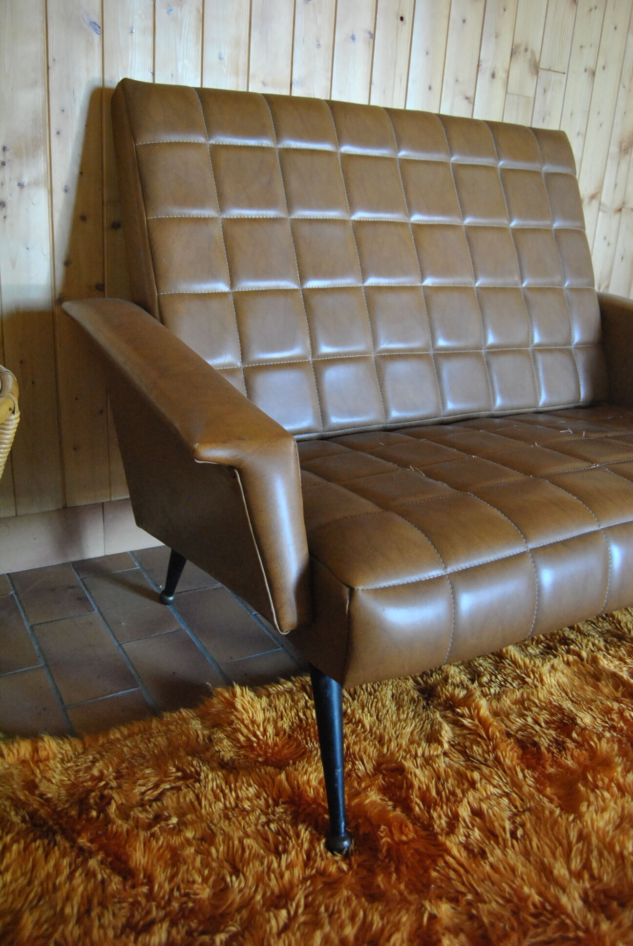 Sofa bench skai camel 50s