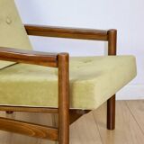 Wooden armchair designed by Z. Baczyk brown vintage olive - 3 pieces available