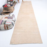 Faded beige turkish runner rug, 2'10x14'3 Ft