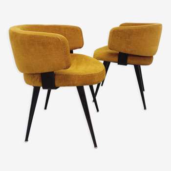 Pair of vintage Italian armchairs in velvet and black metal from the 60s