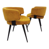 Paire de fauteuils italiens vintage en velours et métal noir des années 60