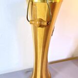 Cane or umbrella holder in varnished wood, brass, with coat of arms, Italy 1950