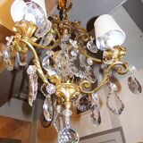 Antique Brass Chandelier with Antique Tassels and Lampshades