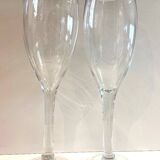 Duo of Large Tealight Holders Vases Candle Holders on Stand Blown Crystal Glass Deco