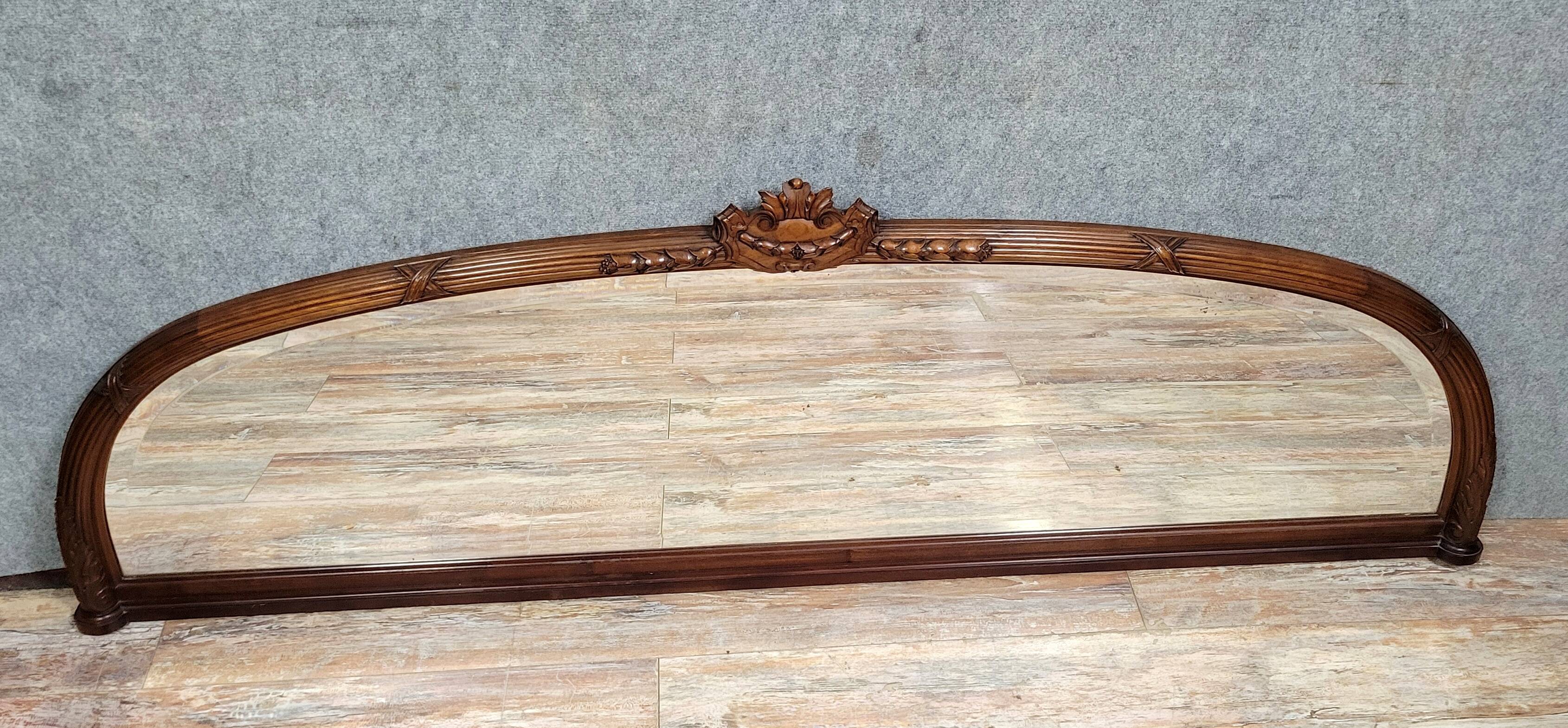 Huge Louis XVI style half-moon mirror in mahogany circa 1850