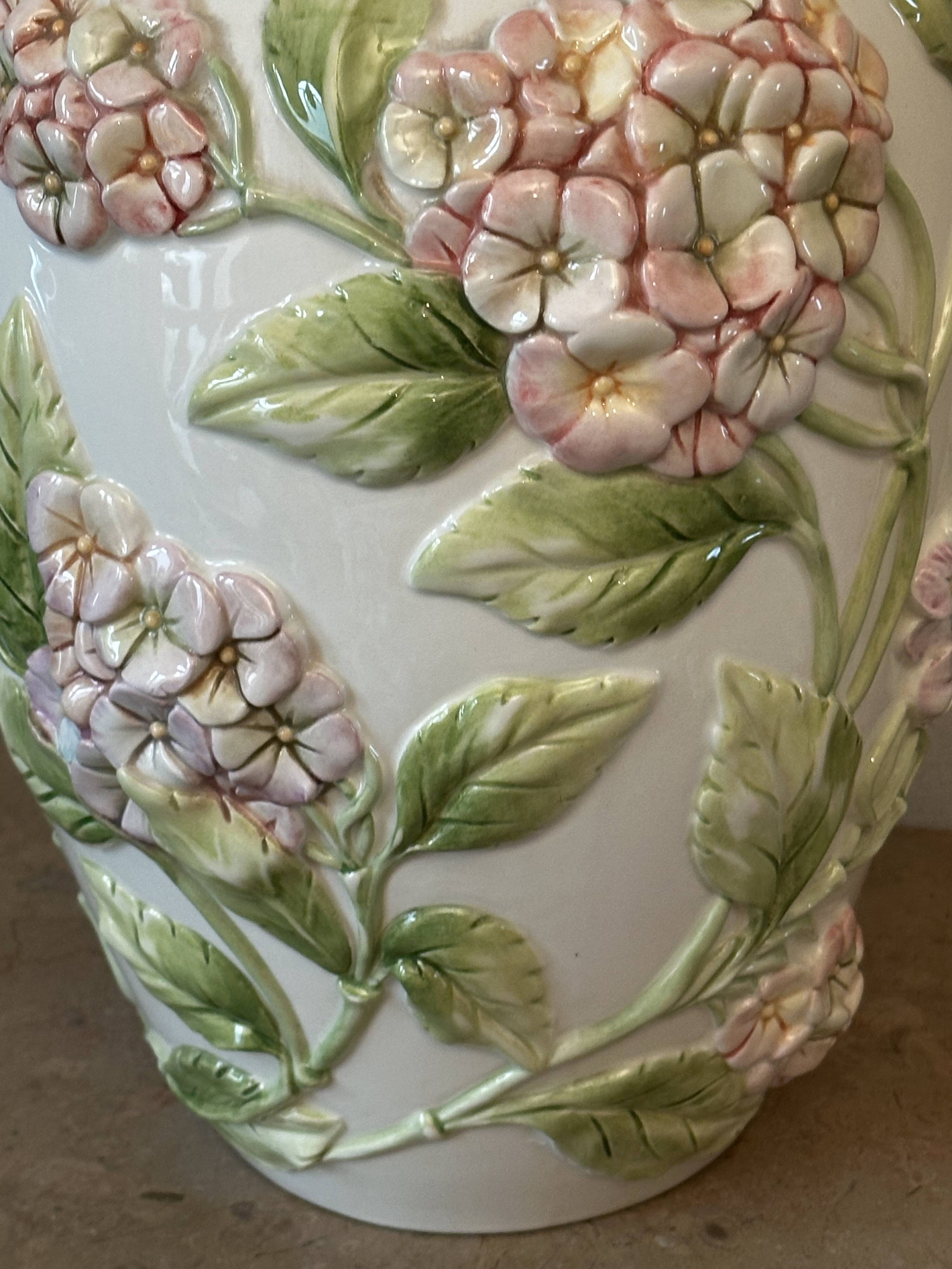 Chaumette Model Hortensias Lamp Base - Barbotine H 40 cm