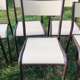 Set of 10 school chairs years '70 white