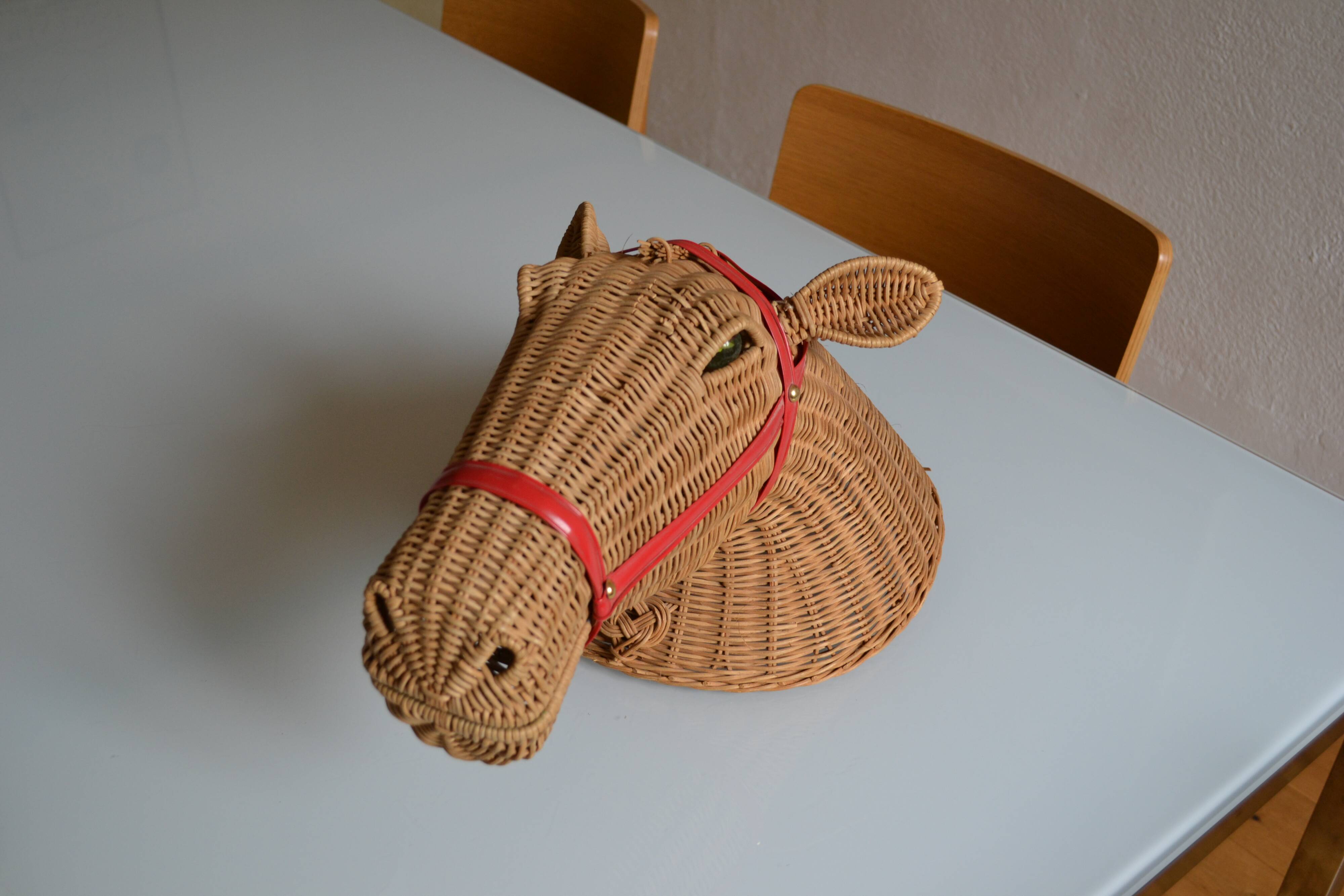 Rattan horse head 1960s 1970s
