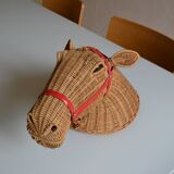 Rattan horse head 1960s 1970s