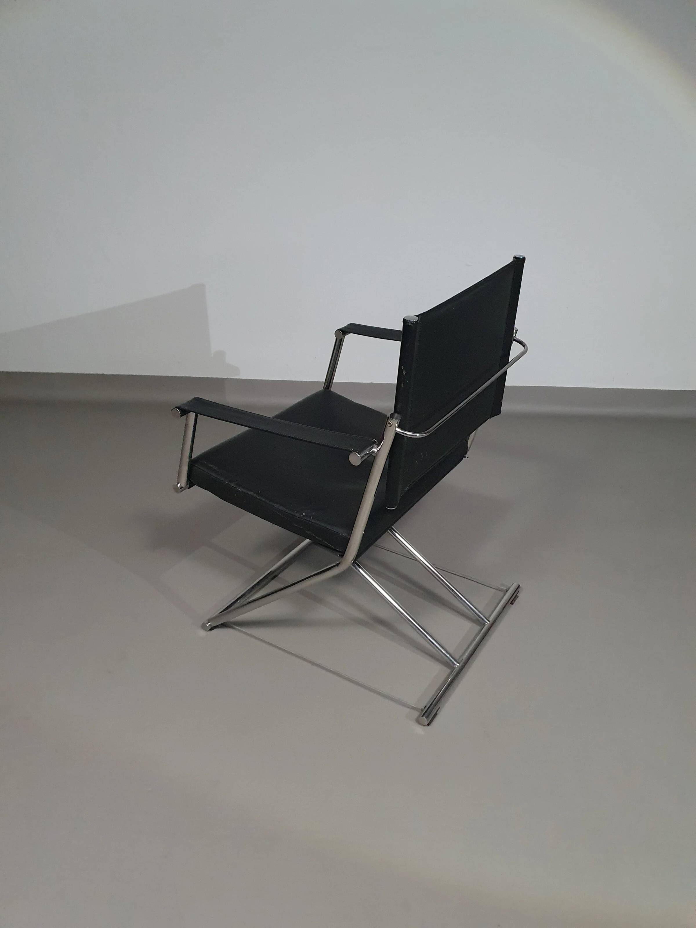 2 leather chrome folding chairs